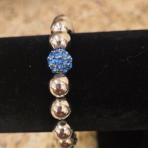Elegant Silver and Blue Beaded Bracelet